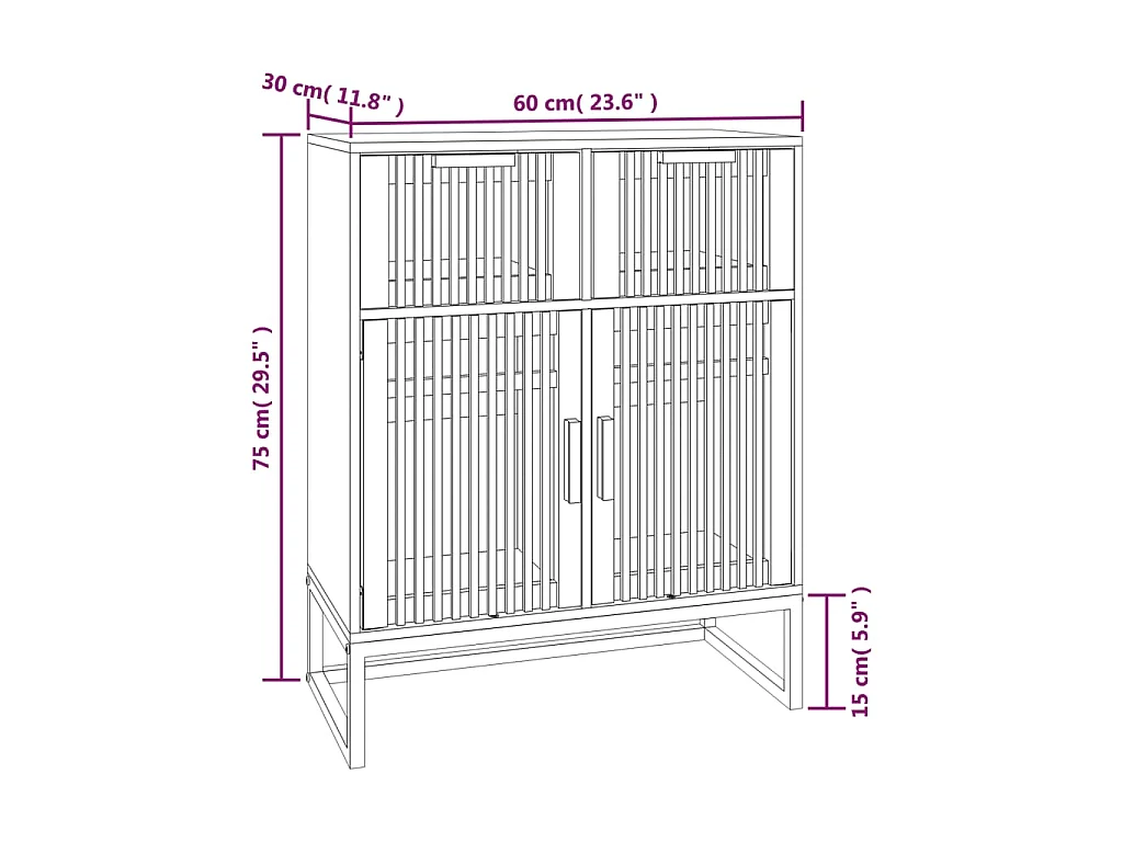 Buffet blanc 60x30x75 cm bois d'ingénierie