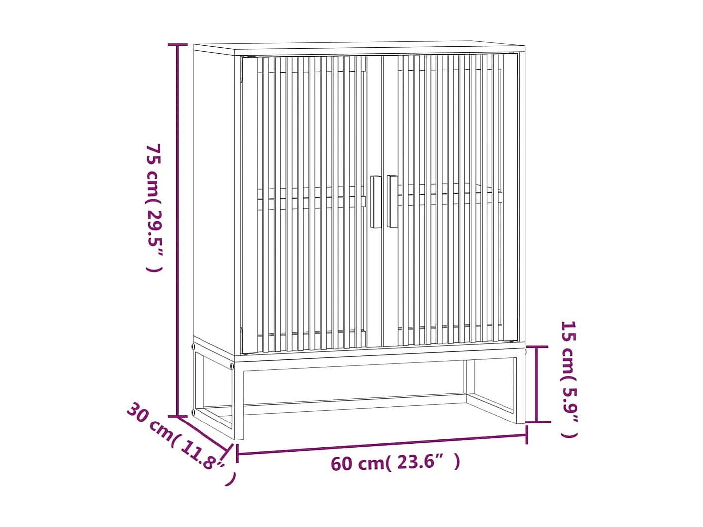 Dressoir 60x30x75 cm bewerkt hout wit