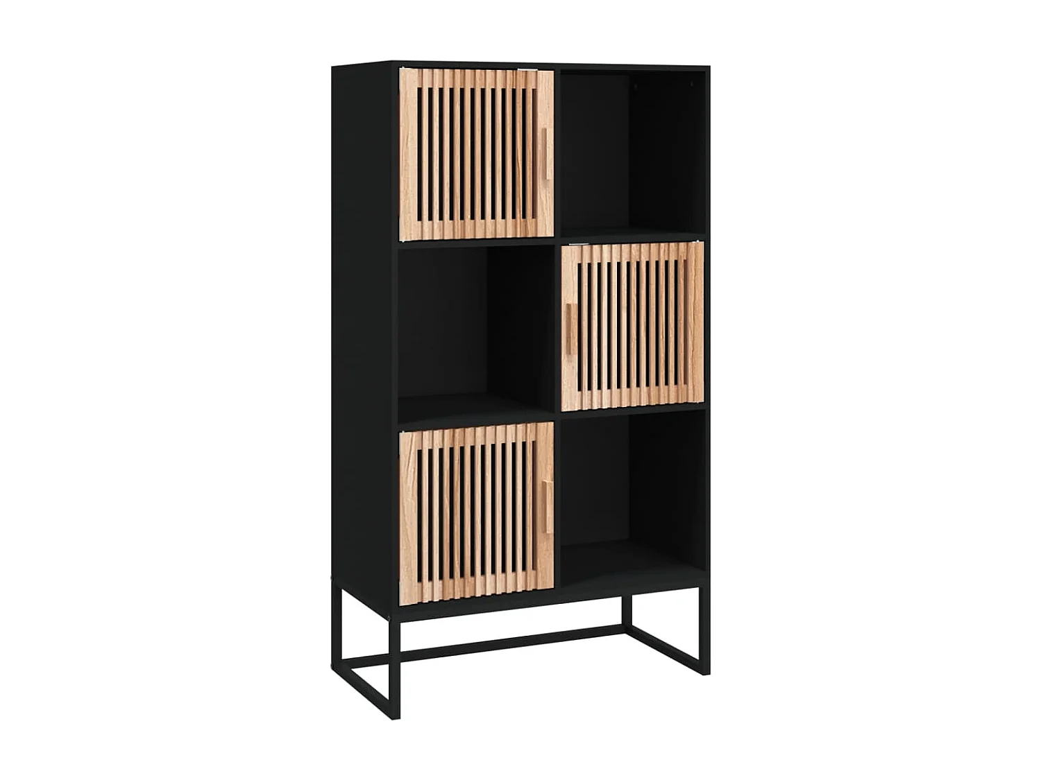 Buffet haut noir 70x35x125 cm bois d'ingénierie