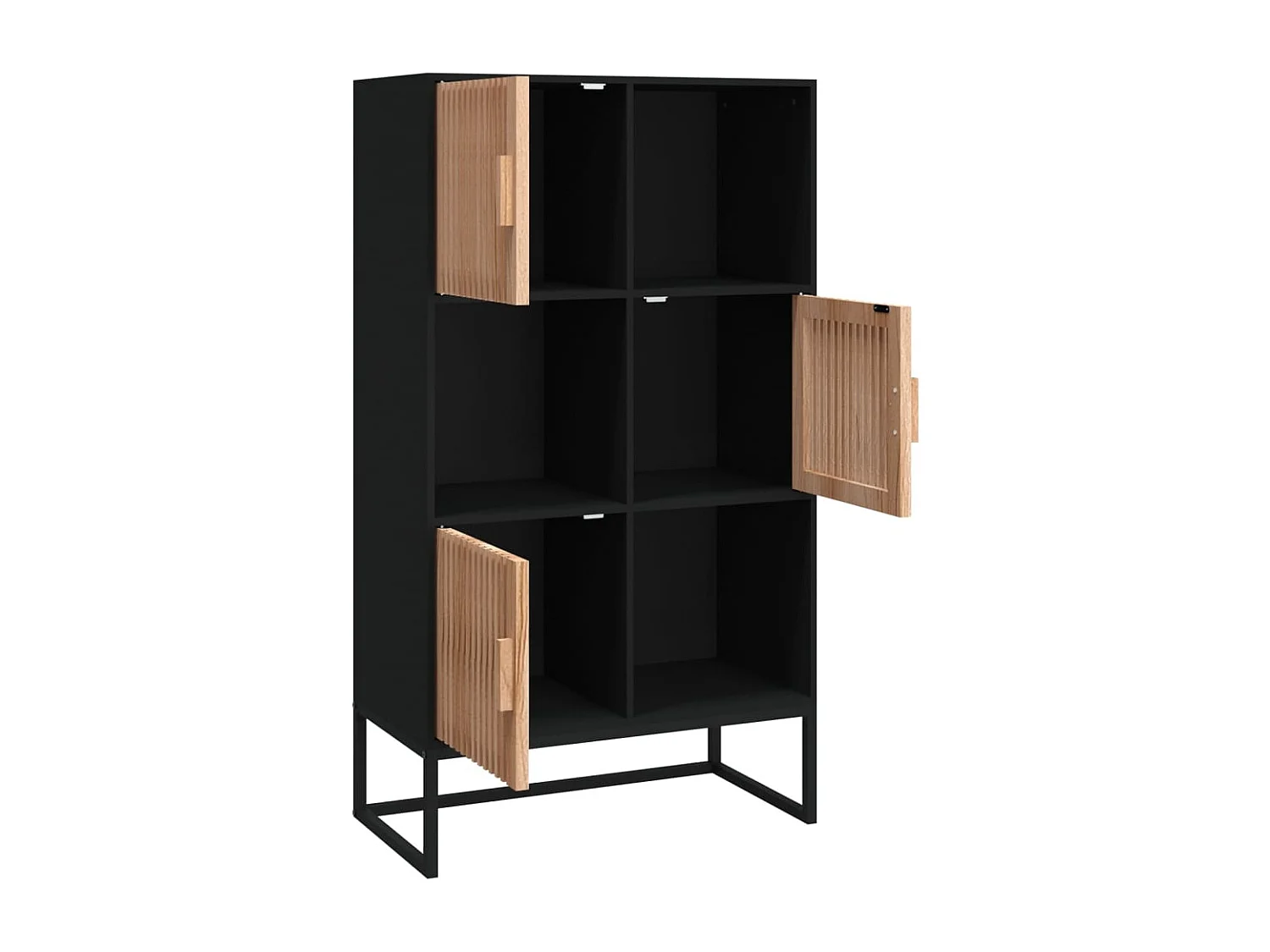 Buffet haut noir 70x35x125 cm bois d'ingénierie