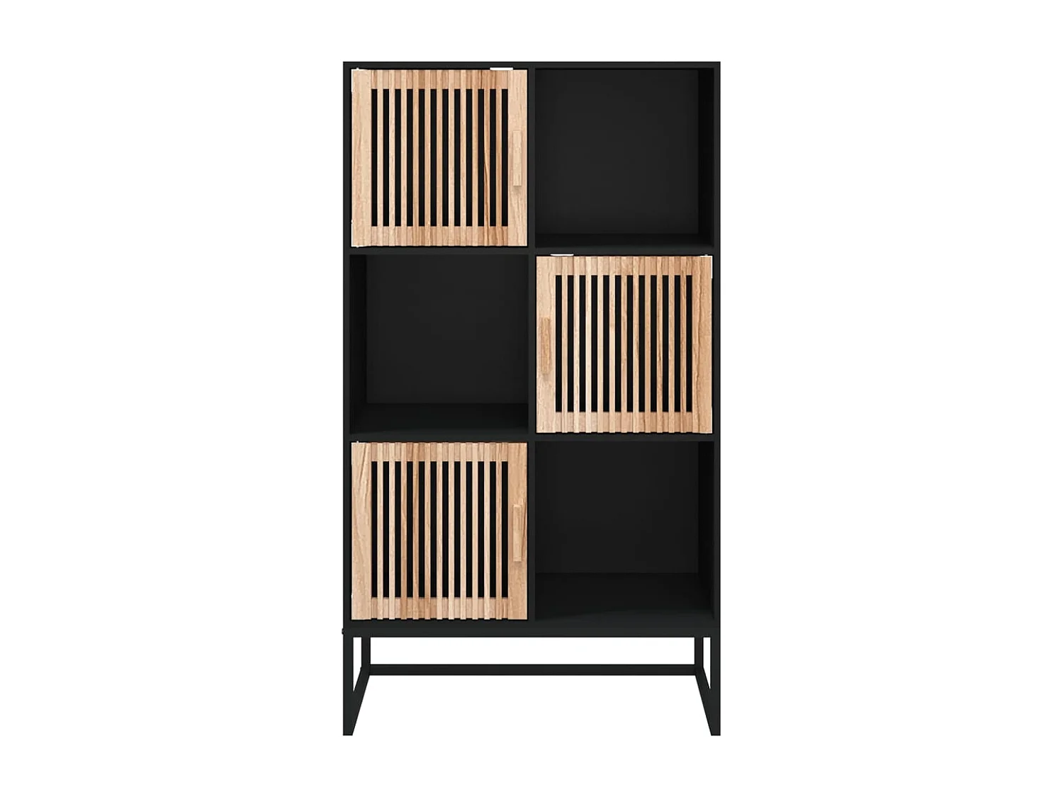 Buffet haut noir 70x35x125 cm bois d'ingénierie