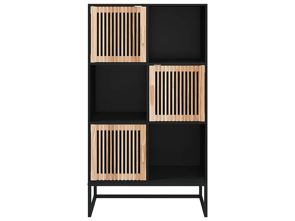 Buffet haut noir 70x35x125 cm bois d'ingénierie