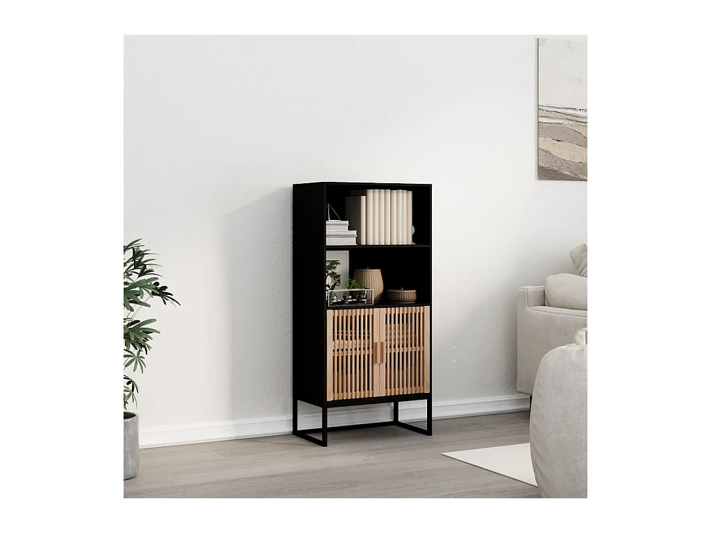 Buffet haut noir 60x35x125 cm bois d'ingénierie