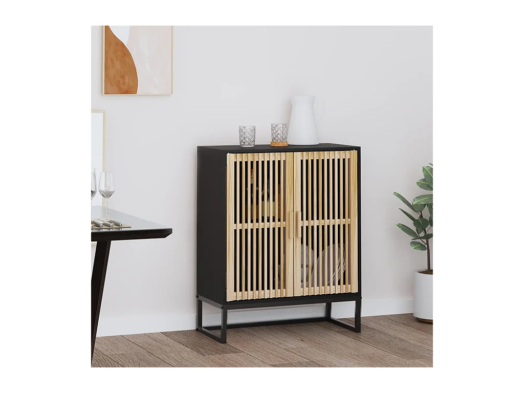 Buffet noir 60x30x75 cm bois d'ingénierie