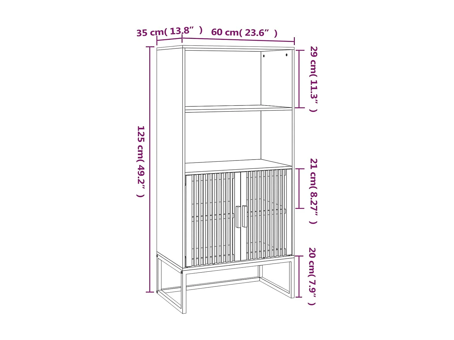 Buffet haut 60x35x125 cm bois d'ingénierie