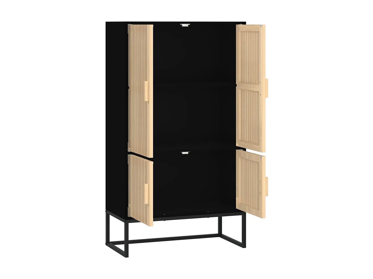 Buffet haut noir 70x35x125 cm bois d'ingénierie