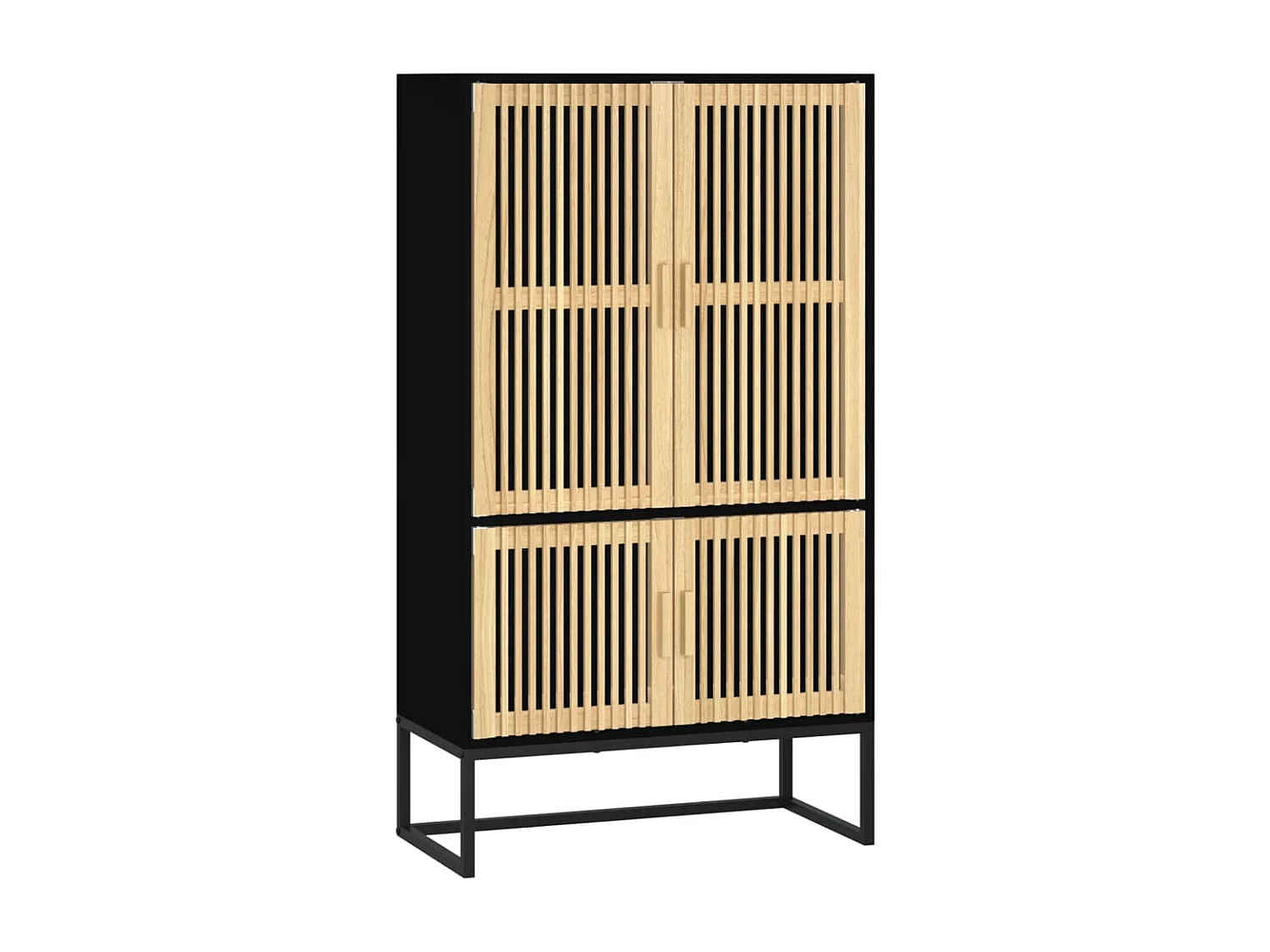 Buffet haut noir 70x35x125 cm bois d'ingénierie