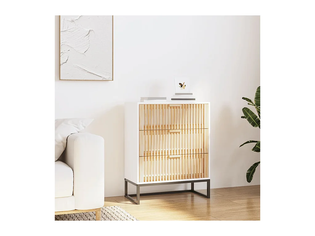 Buffet blanc 60x30x75 cm bois d'ingénierie