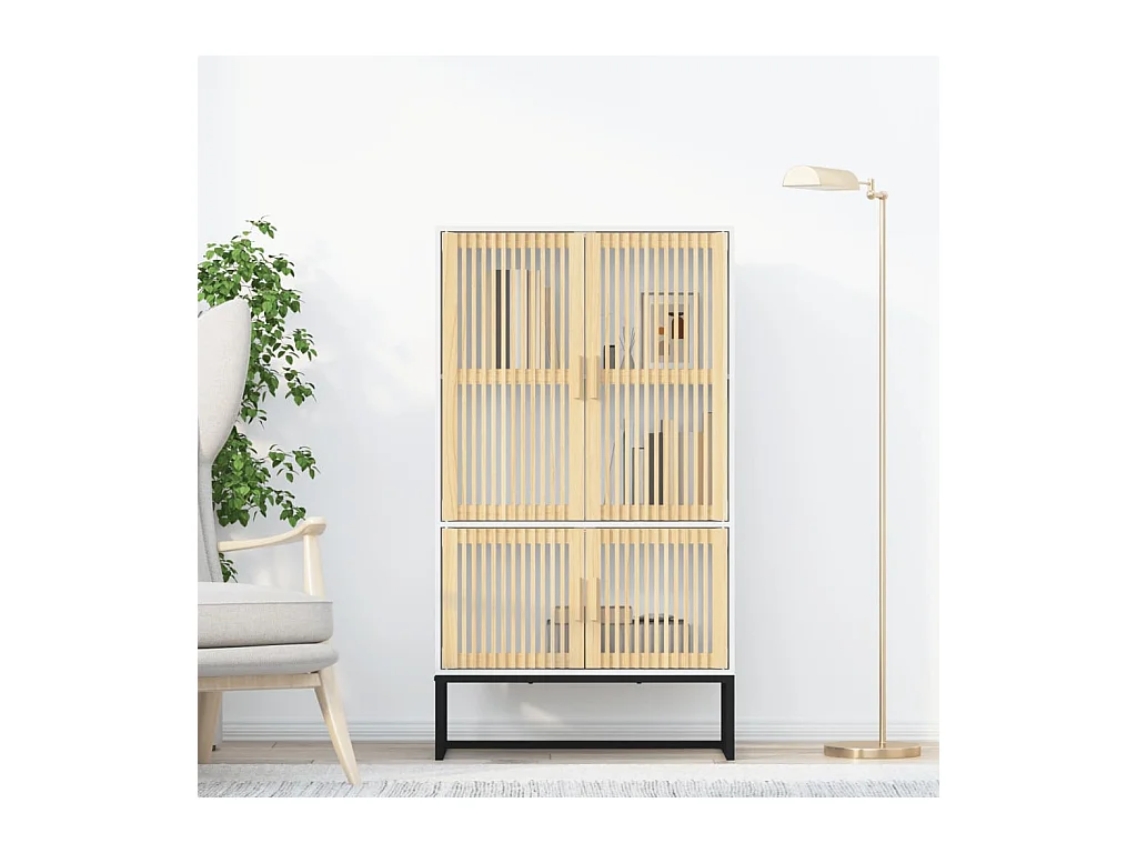 Buffet haut blanc 70x35x125 cm bois d'ingénierie