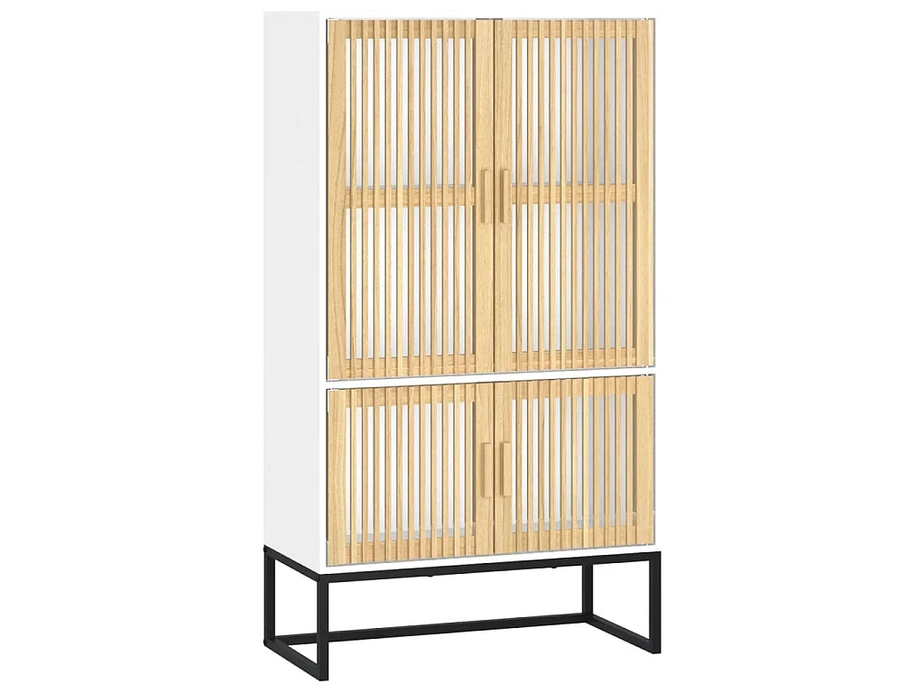 Buffet haut blanc 70x35x125 cm bois d'ingénierie