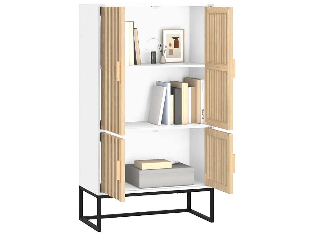 Buffet haut blanc 70x35x125 cm bois d'ingénierie