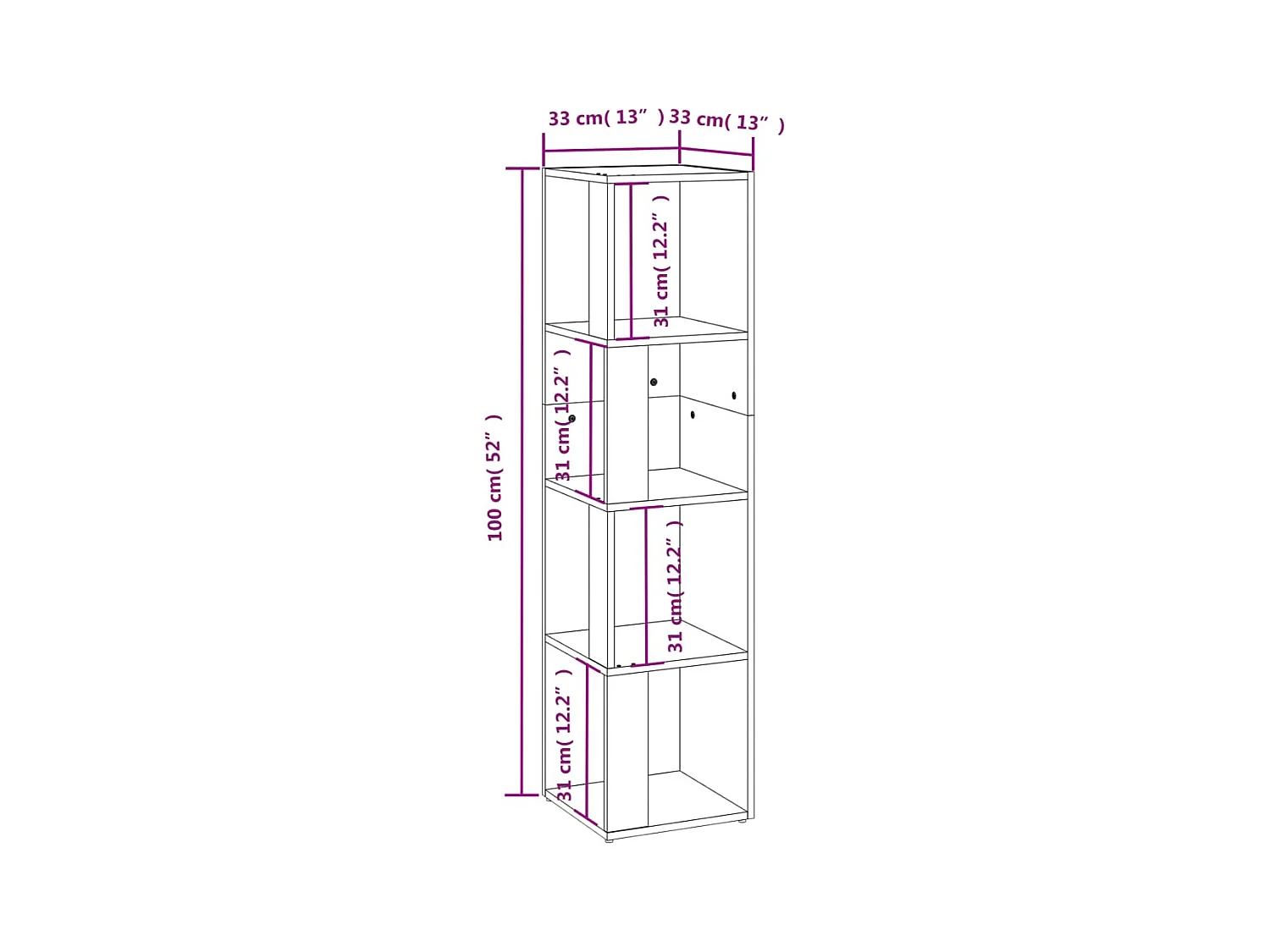 Eckregal Sonoma-Eiche 33x33x132 cm Holzwerkstoff