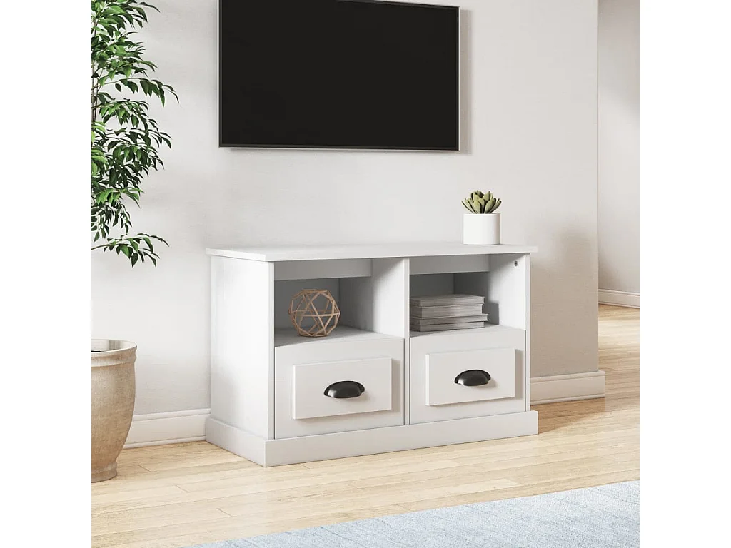 Tv-meubel 80x35x50 cm bewerkt hout wit