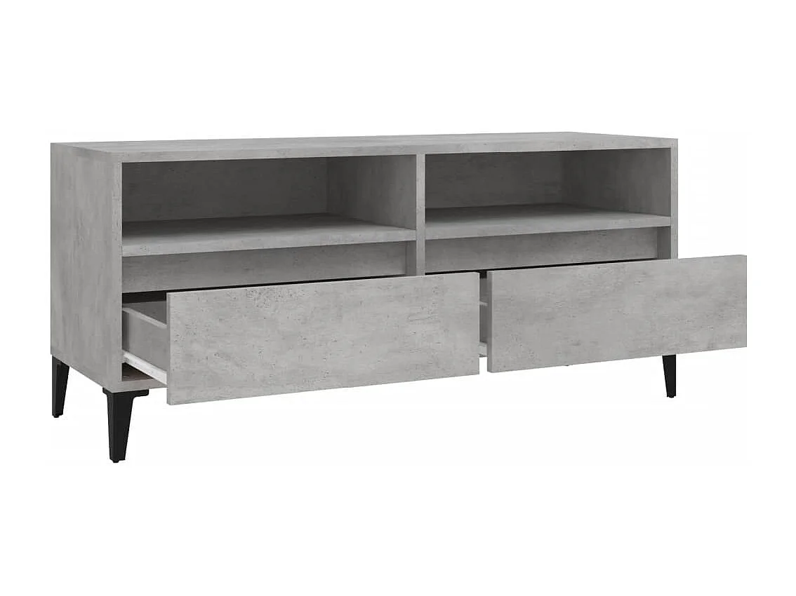 Meuble TV gris béton 100x34,5x44,5 cm bois d'ingénierie