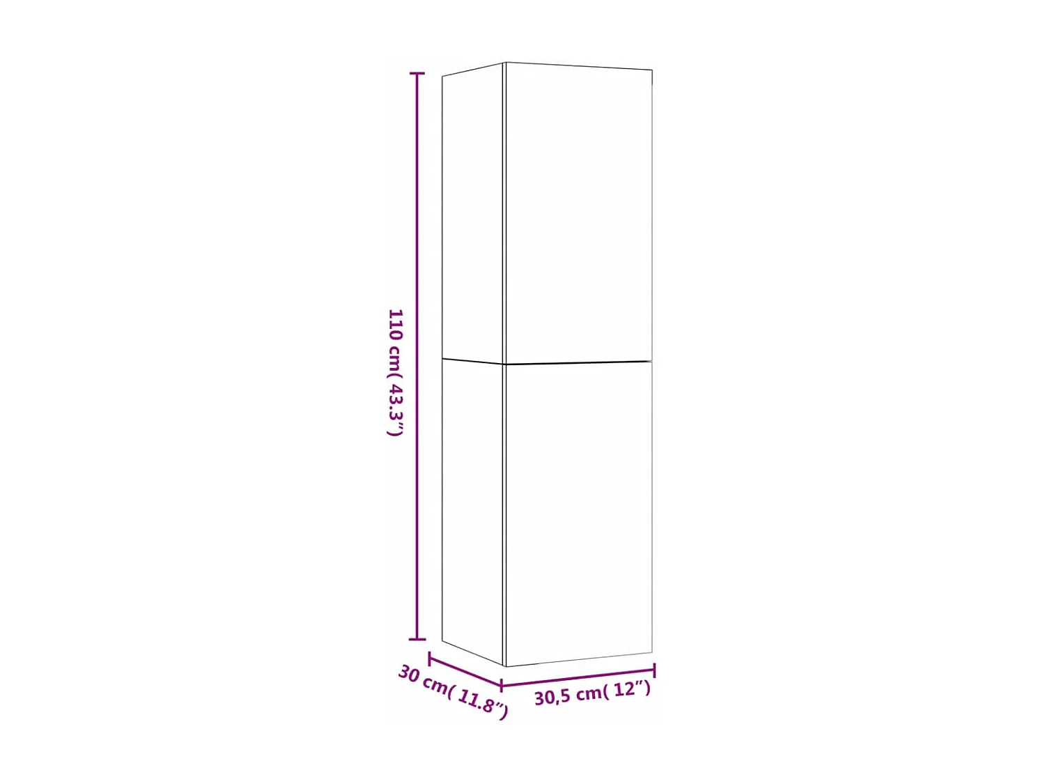 Mobile Porta TV a Parete Grigio Sonoma 30,5x30x110 cm