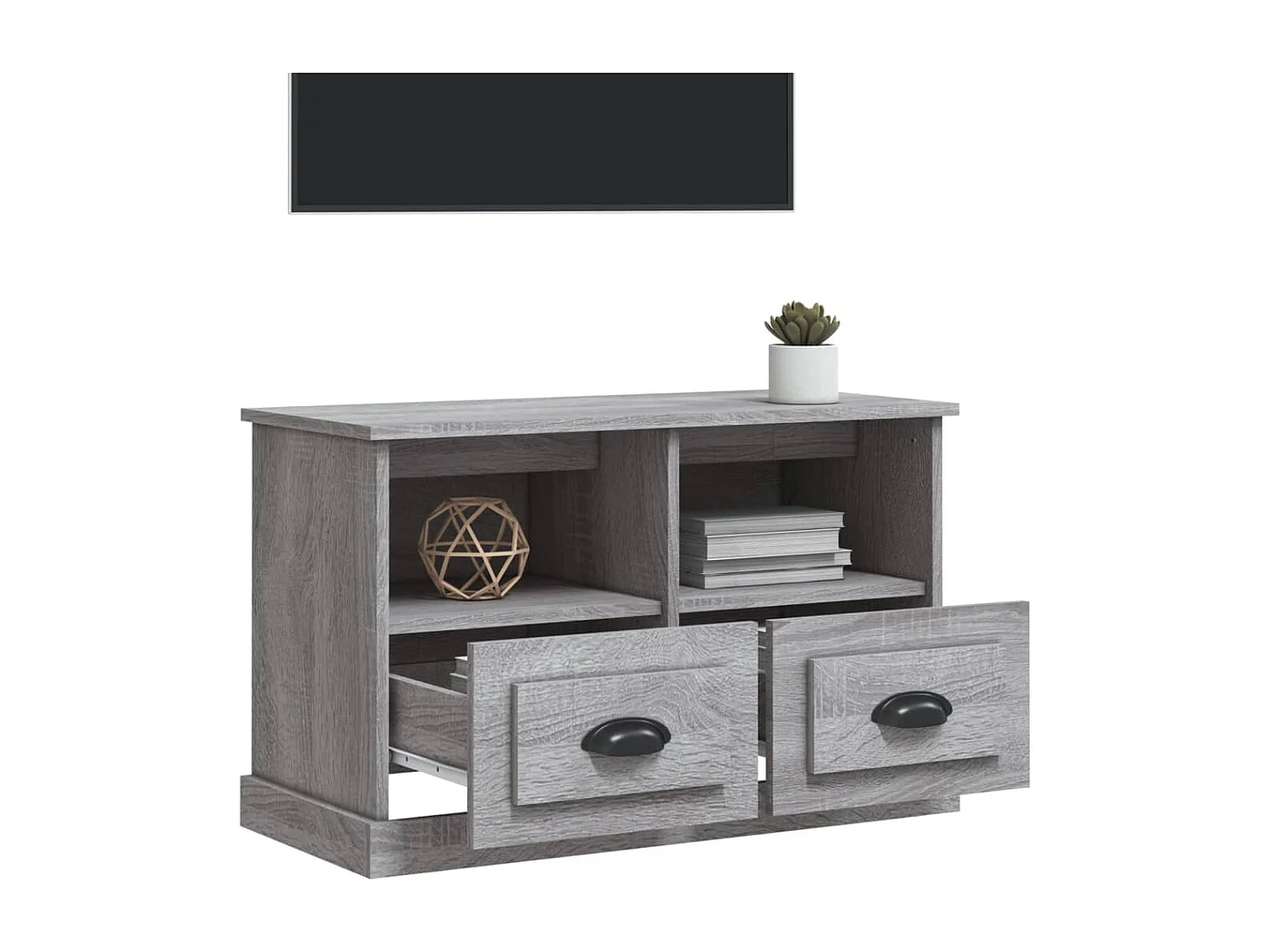 Tv-meubel 80x35x50 cm bewerkt hout grijs sonoma eikenkleurig