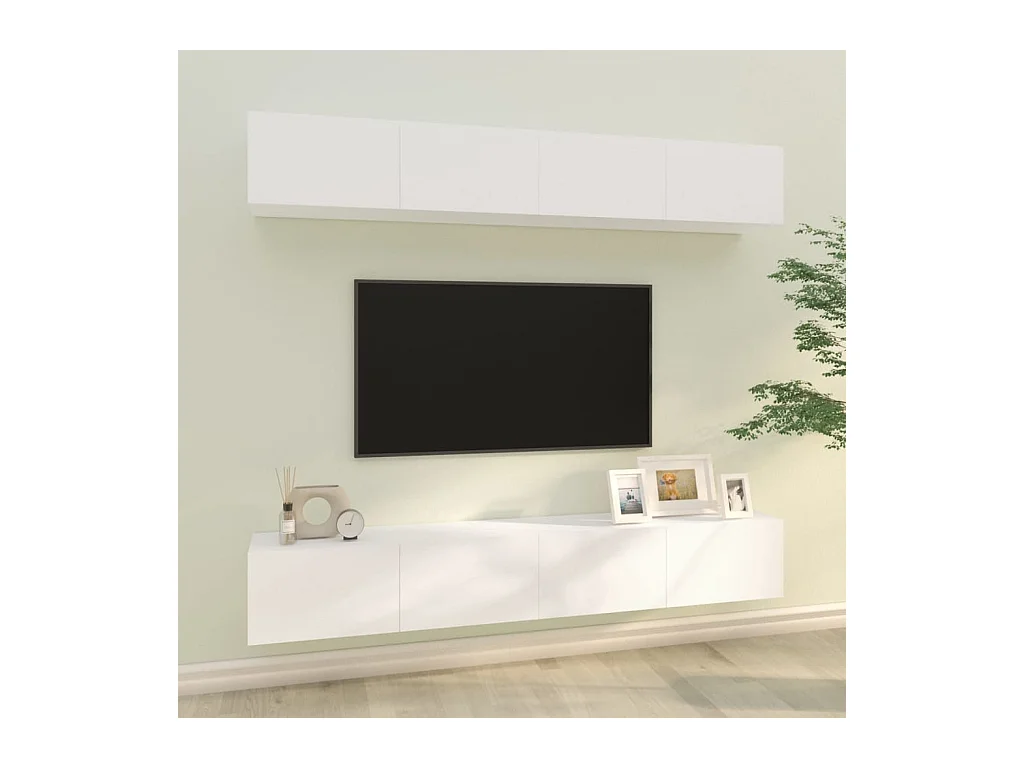 Meubles TV muraux 4 pcs blanc 100x30x30 cm