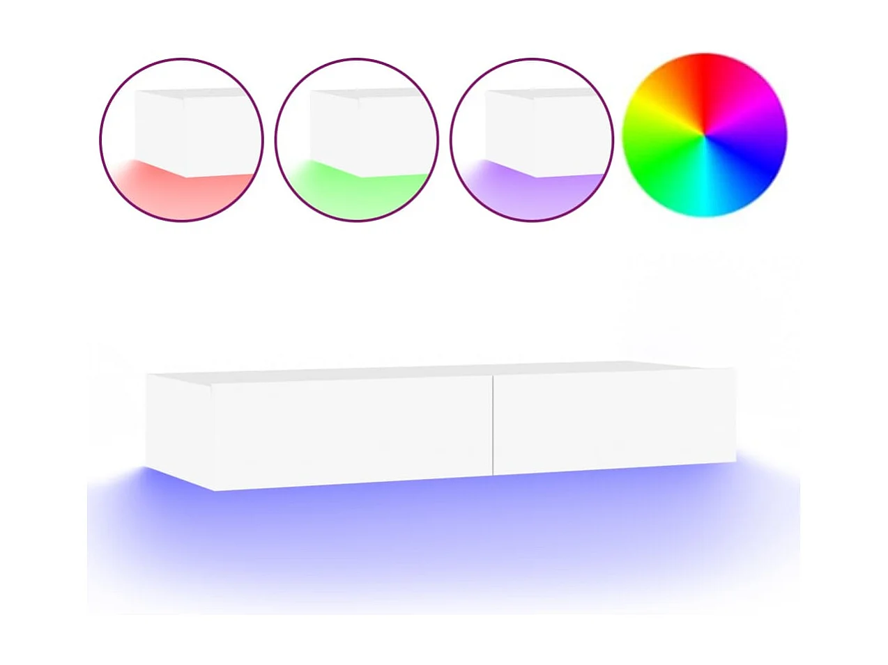 Meuble TV avec lumières LED Blanc 90x35x15,5 cm