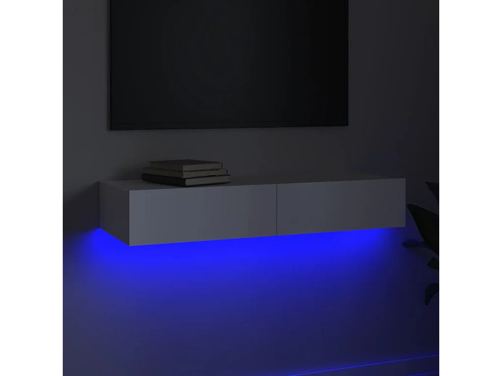 Meuble TV avec lumières LED Blanc 90x35x15,5 cm