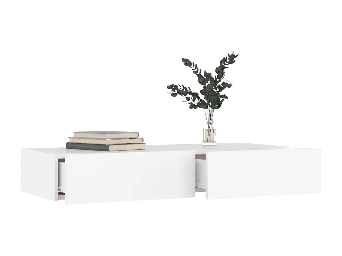 Meuble TV avec lumières LED Blanc 90x35x15,5 cm