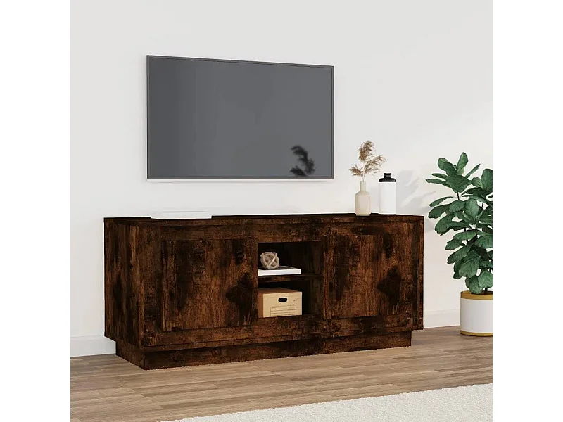 Tv-meubel 102x35x45 cm bewerkt hout gerookt eikenkleurig