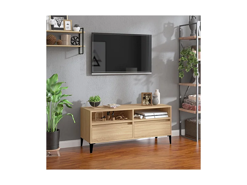 Meuble TV chêne sonoma 100x34,5x44,5 cm bois d'ingénierie