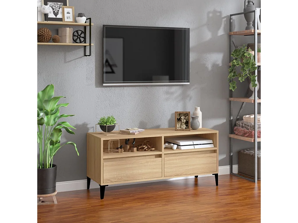 Meuble TV chêne sonoma 100x34,5x44,5 cm bois d'ingénierie