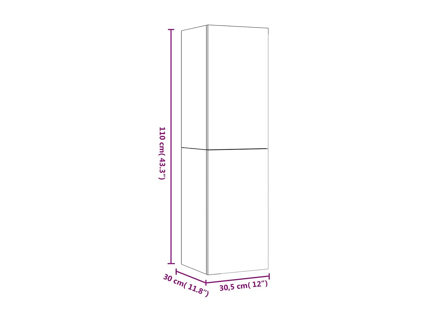 Tv-wandmeubels 2 st 30,5x30x110 cm gerookt eikenkleurig