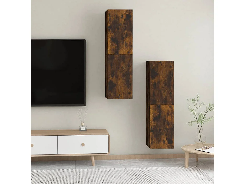 Tv-wandmeubels 2 st 30,5x30x110 cm gerookt eikenkleurig