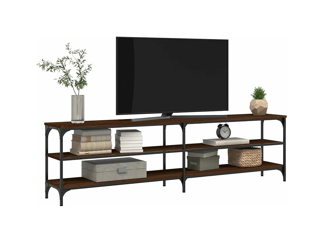 TV-Schrank Braun Eiche 180x30x50 cm Holzwerkstoff und Metall