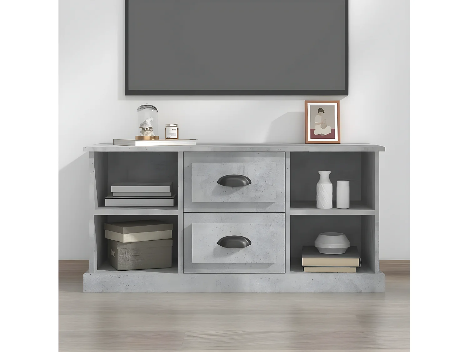 TV-Schrank Betongrau 99,5x35,5x48 cm Holzwerkstoff