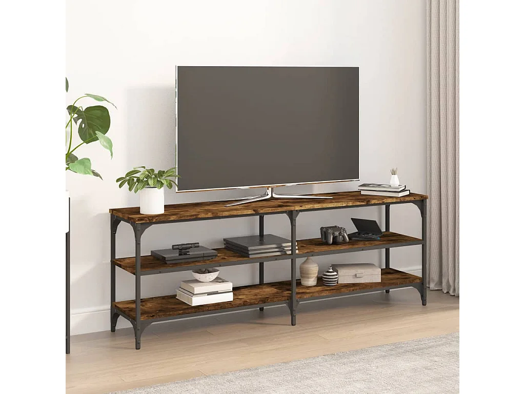 Mobile TV Rovere Fumo 140x30x50 cm in Legno Multistrato