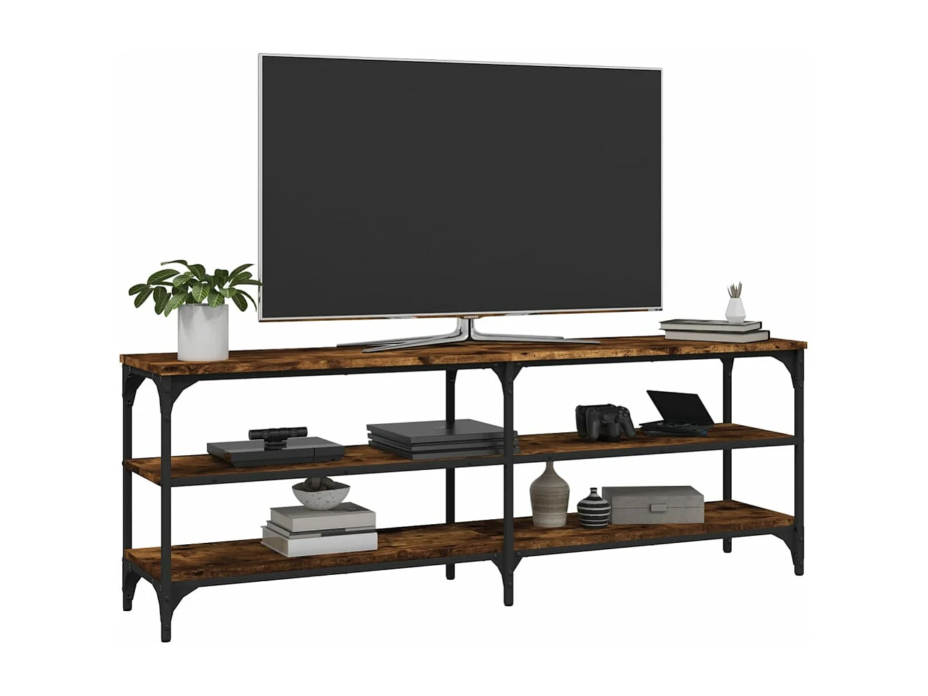 Mobile TV Rovere Fumo 140x30x50 cm in Legno Multistrato