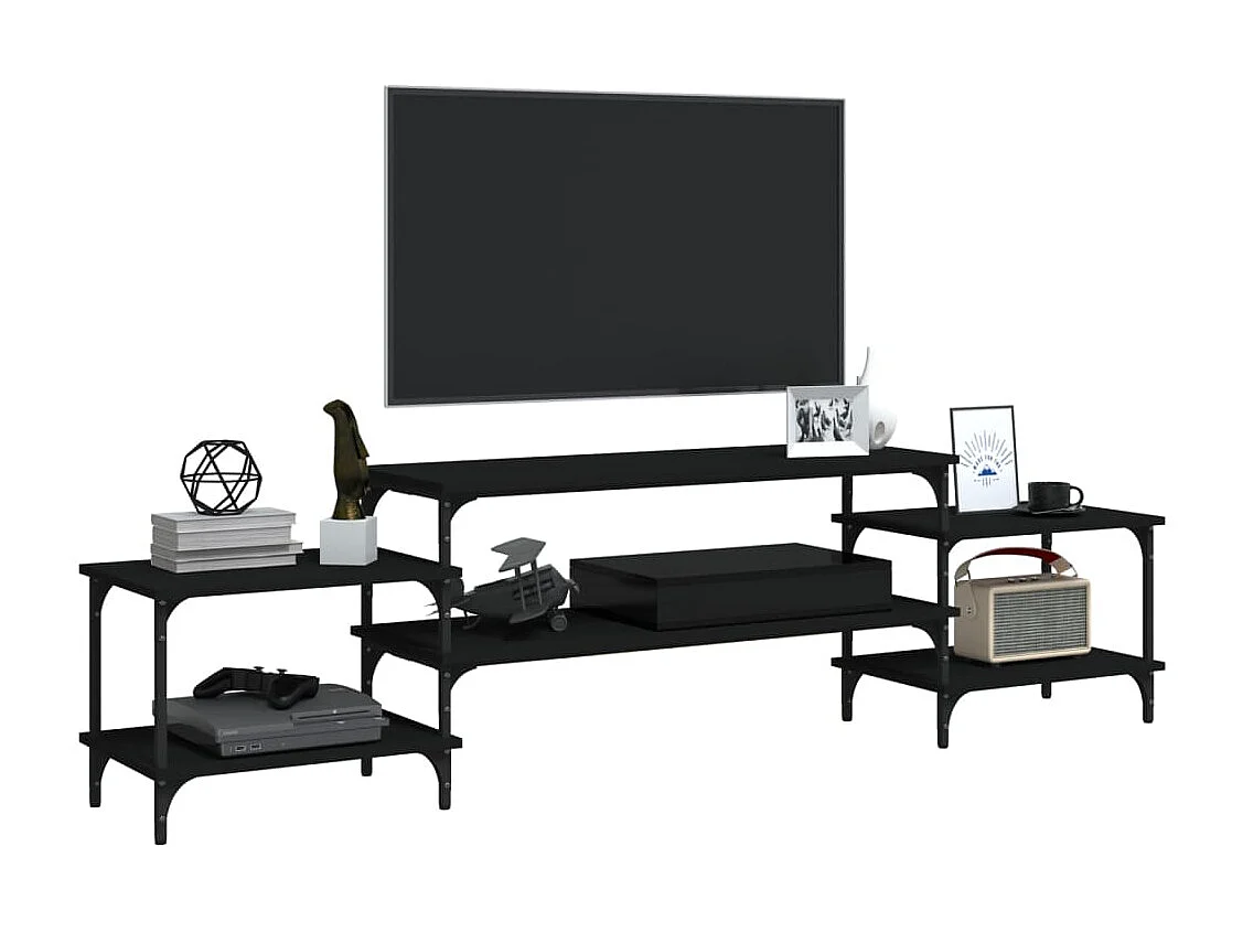 Tv-meubel 197x35x52 cm bewerkt hout zwart