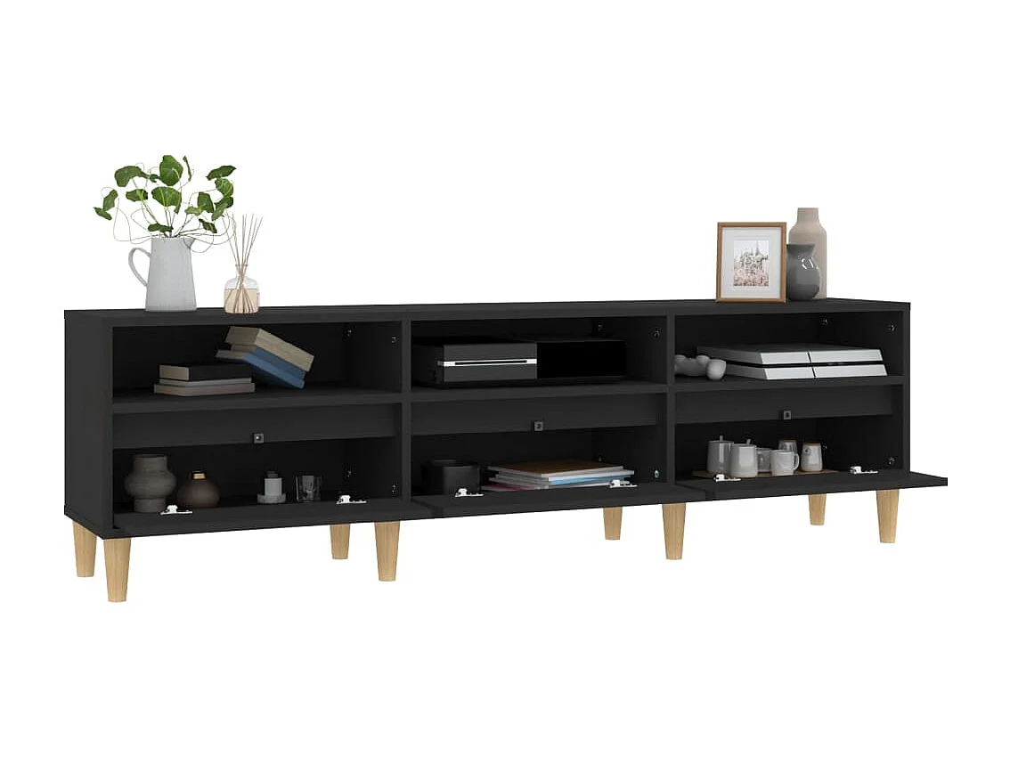 Meuble TV noir 150x30x44,5 cm bois d'ingénierie