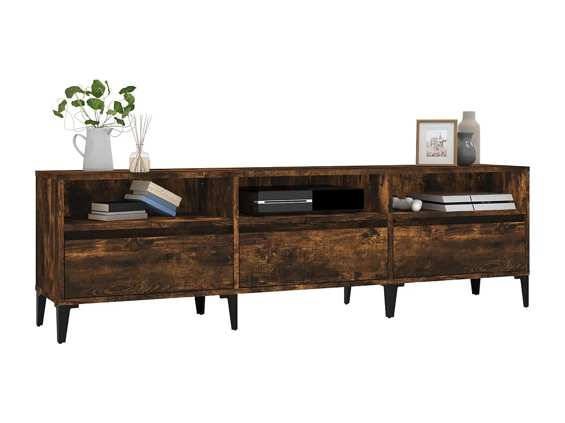 Meuble TV chêne fumé 150x30x44,5 cm bois d'ingénierie