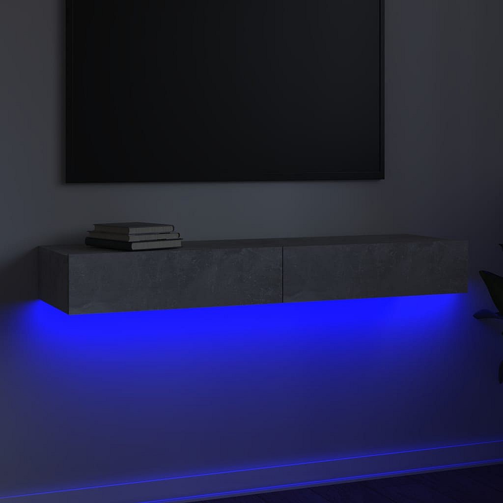 Meuble TV LED Avec étagères Réglables - Pour Téléviseur Jusqu'à 65" - Style Vintage Industriel - Télécommande Incluse - 140x35x47 Cm