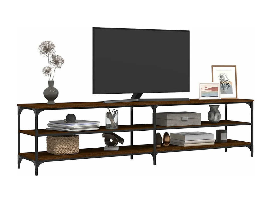 Móvel TV 200x30x50cm derivados madeira/metal carvalho castanho