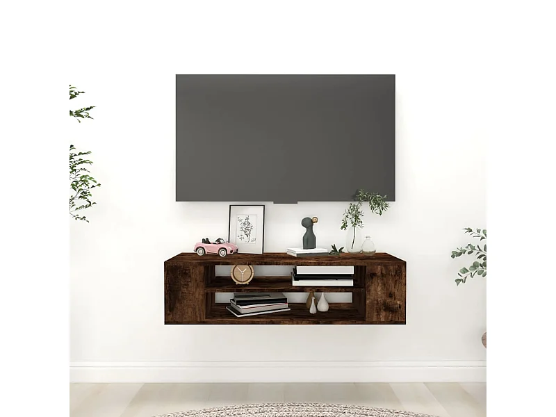 Mobile TV Pensile Rovere Fumo 100x30x26,5 cm Legno Multistrato