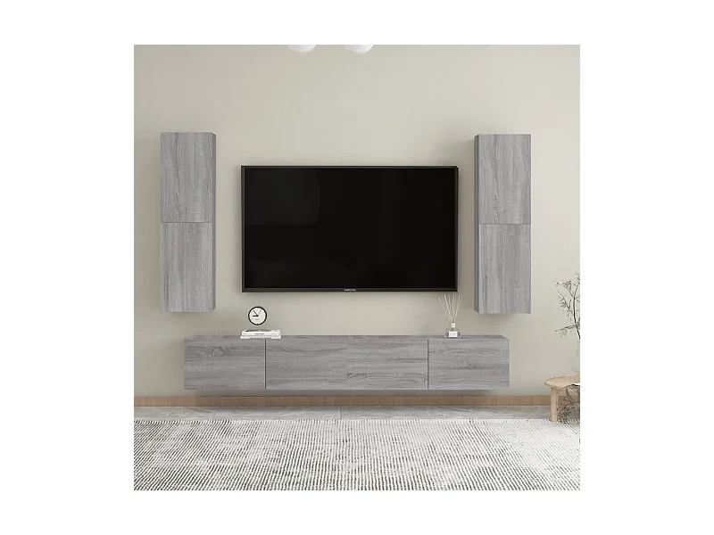 Tv-wandmeubels 2 st 30,5x30x110 cm grijs sonoma eikenkleurig
