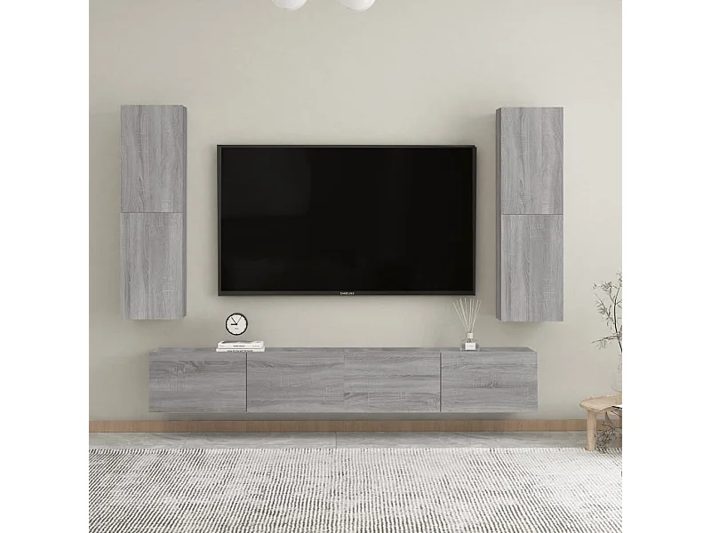 Móveis p/ TV de parede 2 pcs 30,5x30x110 cm cinzento sonoma