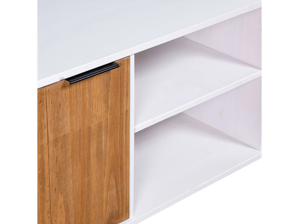 Meuble TV New York blanc et naturel bois de pin massif