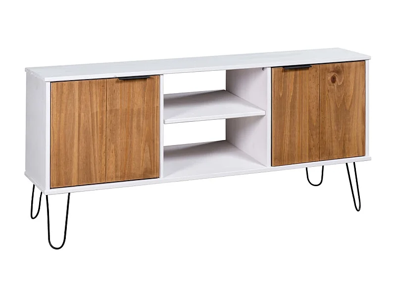 Meuble TV New York blanc et naturel bois de pin massif