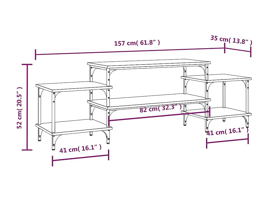 Mobile Porta TV Rovere Sonoma 157x35x52 cm in Legno Multistrato