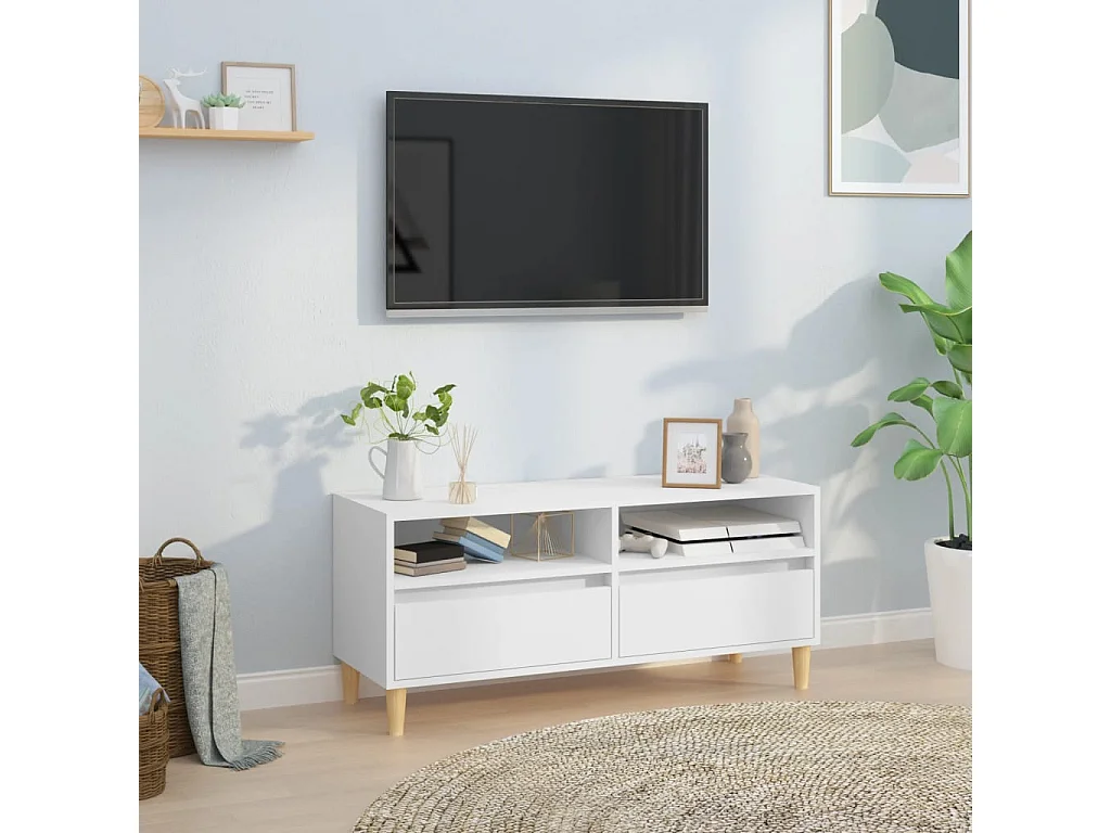 Mobile Porta TV Bianco 100x34,5x44,5 cm in Legno Multistrato