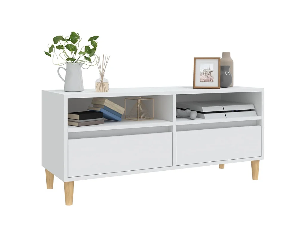 Mobile Porta TV Bianco 100x34,5x44,5 cm in Legno Multistrato