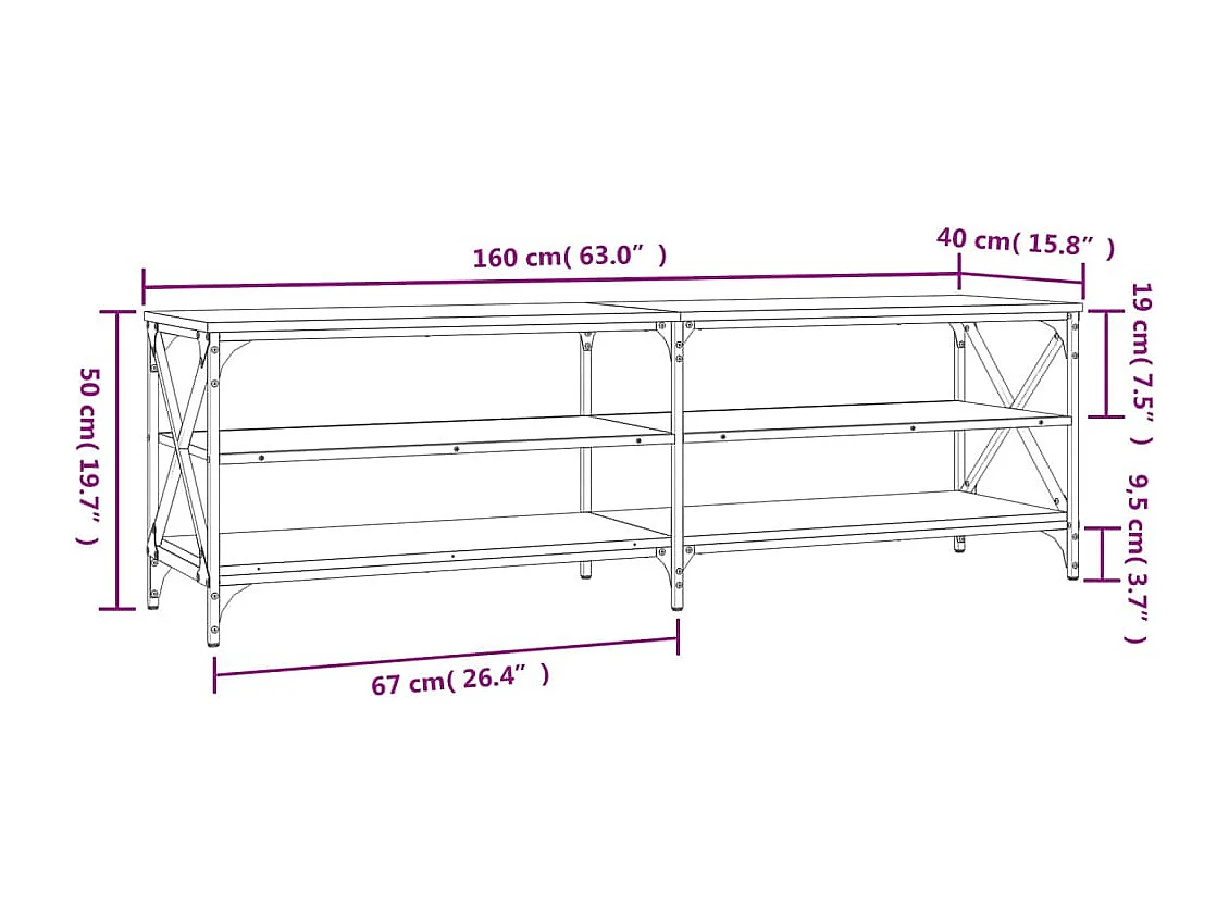 TV-Schrank Grau Sonoma 160x40x50 cm Holzwerkstoff