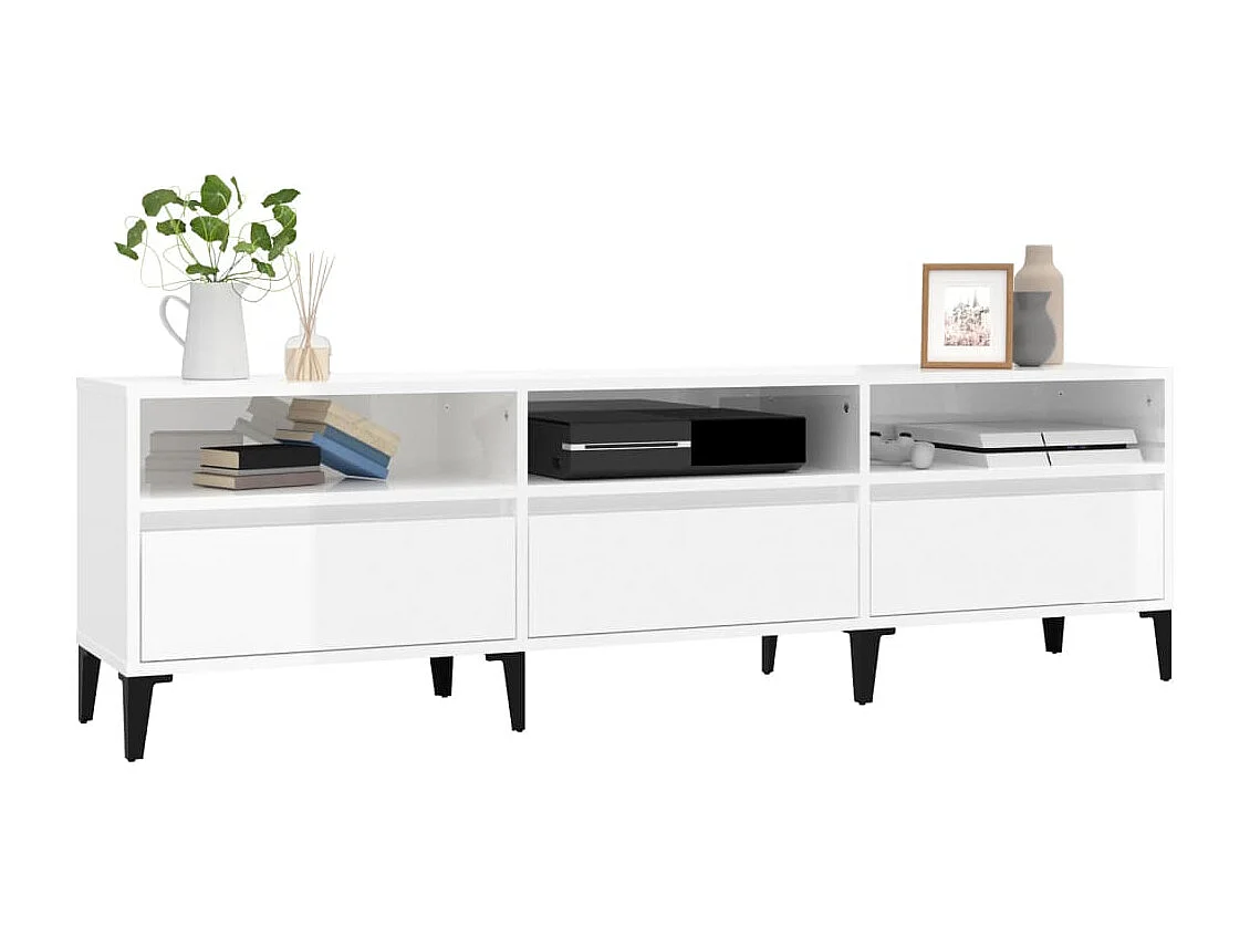 Tv-meubel 150x30x44,5 cm bewerkt hout hoogglans wit