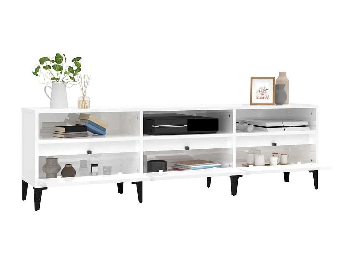 Tv-meubel 150x30x44,5 cm bewerkt hout hoogglans wit