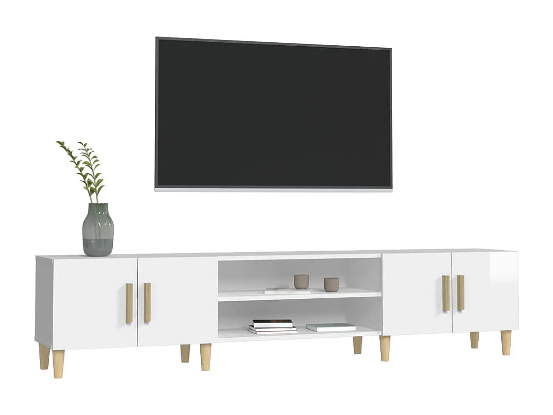 Tv-meubel 180x31,5x40 cm bewerkt hout hoogglans wit